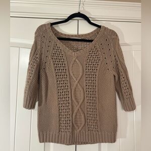 Gap Cable Knit Cotton Vneck Sweater. Mushroom Color. XS